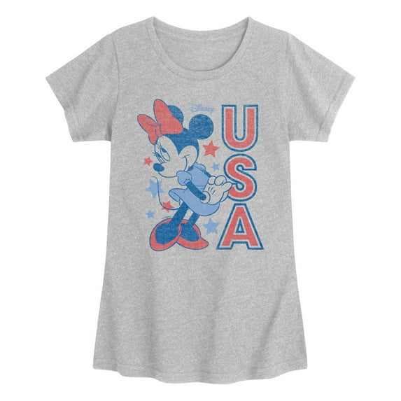 Disney - Minnie Usa - Youth Girls Fitted Short Sleeve T-Shirt