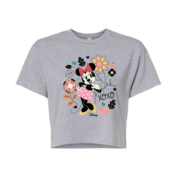 Disney - Minnie Xoxo  - Juniors Cropped Cotton Blend T-Shirt