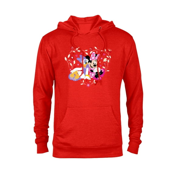Disney Minnie and Daisy BFF Heart Galentine’s Day - Pullover Hoodie for Adults – Customized-Red Heather