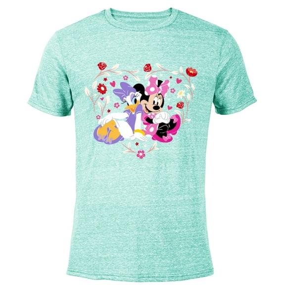 Disney Minnie and Daisy BFF Heart Galentine’s Day - Short Sleeve Blended T-Shirt for Adults – Customized-Ocean Blue