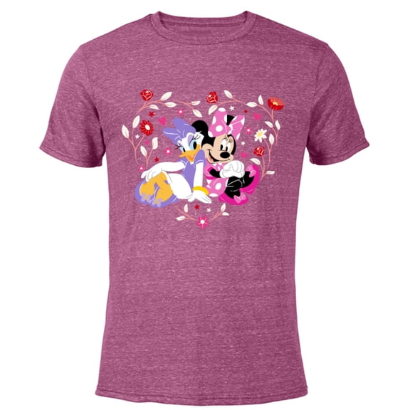 Disney Minnie and Daisy BFF Heart Galentine’s Day - Short Sleeve Blended T-Shirt for Adults – Customized-Purple