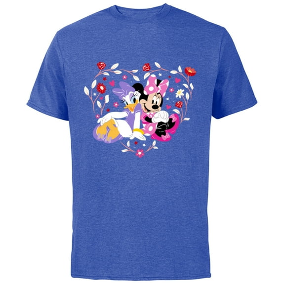 Disney Minnie and Daisy BFF Heart Galentine’s Day - Short Sleeve Cotton T-Shirt for Adults - Customized-Royal Heather