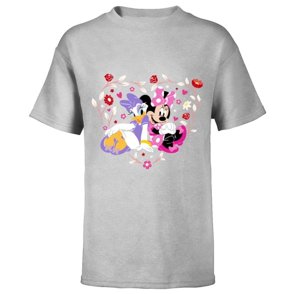 Disney Minnie and Daisy BFF Heart Galentine’s Day - Short Sleeve T-Shirt for Kids – Customized-Athletic Heather