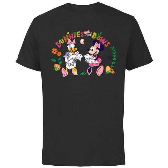 Disney Minnie and Daisy Bunnies and Bows Girls’ Easter - Short Sleeve Cotton T-Shirt for Adults - Customized-Black