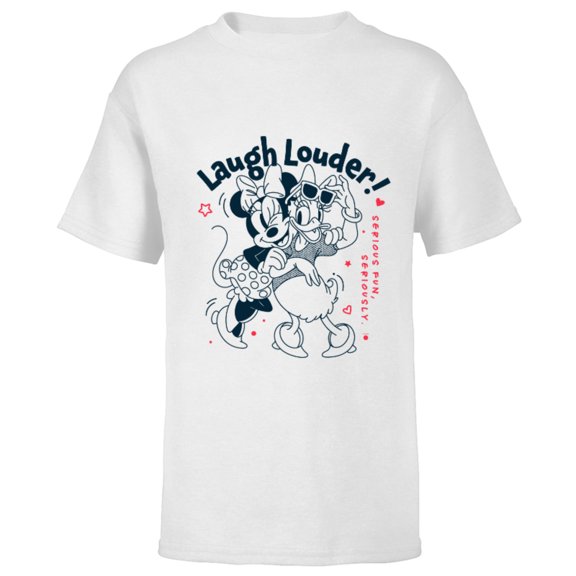 Disney Minnie and Daisy Laugh Louder Seriously Fun - Short Sleeve T-Shirt for Kids – Customized-White
