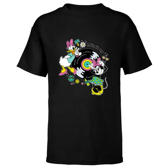 Disney Minnie and Daisy Mix It Up Retro - Short Sleeve T-Shirt for Kids - Customized-Black