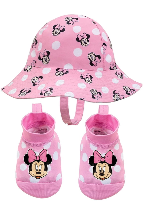 Minnie and Mickey Mouse Sunny Fun Swim Bucket Hat and Booties Set - 0-12 Months For Girls