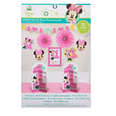 Disney Minnie's Fun to Be One 1st Birthday Party Room Decorations, 10pc