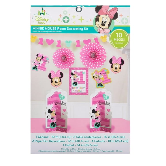Disney Minnie's Fun to Be One 1st Birthday Party Room Decorations, 10pc