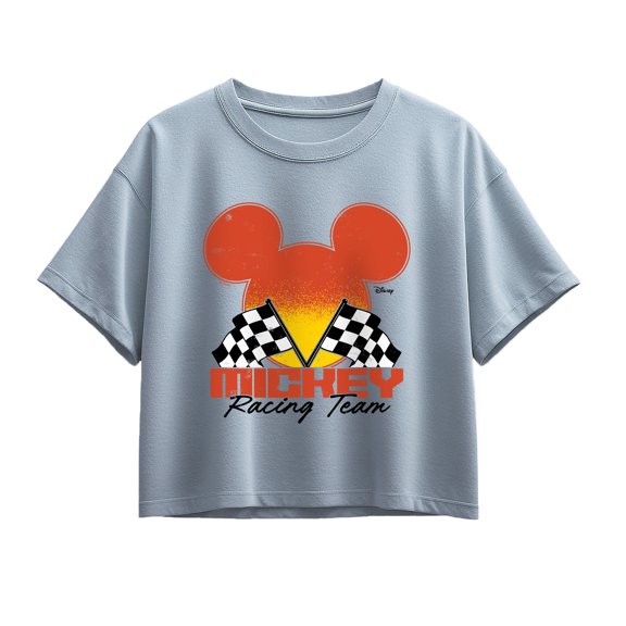 Disney - Mickey Racing Team - Youth Girl Short Sleeve Boxy Tee