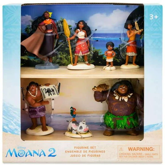 Disney Moana 2 Moana, Simea, Maui, Pua with Heihei, Matangi, Loto & Moni Figurine Set