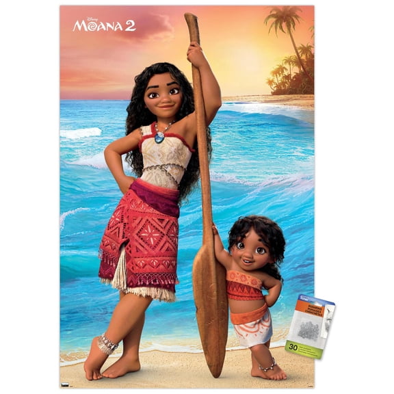 Disney Moana 2 - Moana and Simea Wall Poster with Push Pins, 22.375" x 34"