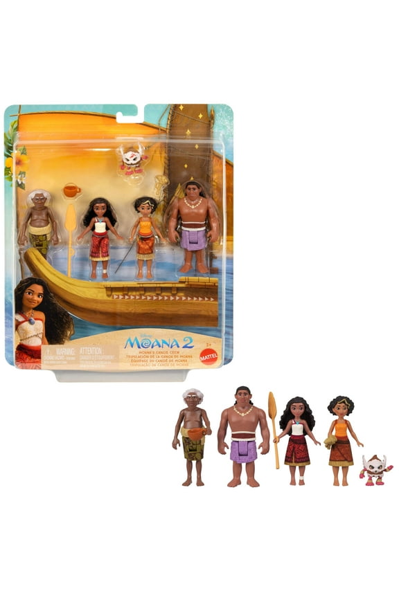 Disney Moana 2 Moanas Canoe Crew Playset with 5 Small Dolls & 3 Accessories, Inspired by the Movie