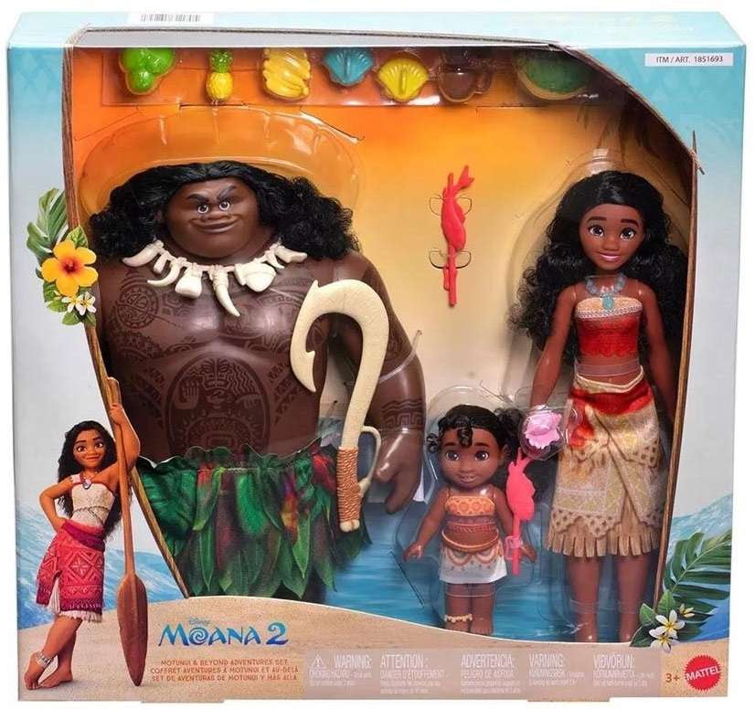 Moana 2 “Montunui & Beyond” 3-Pack Doll Set – Moana, Simea & Maui