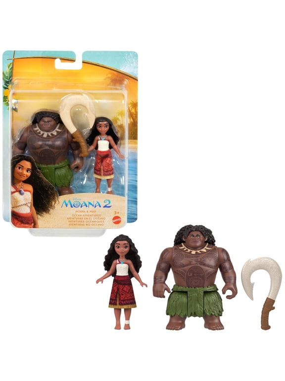 Disney Moana 2 Movie Moana & Maui Ocean Adventures 2-Pack Small Dolls & Accessory Set