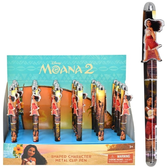 Disney Moana 2 Shaped Character Metal Clip Pen 24 Count in Display