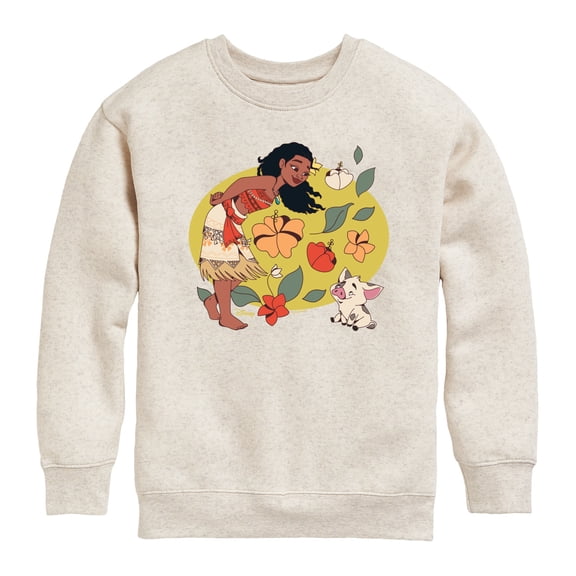 Disney - Moana And Pua - Youth Boys Crew Fleece Sweatshirt