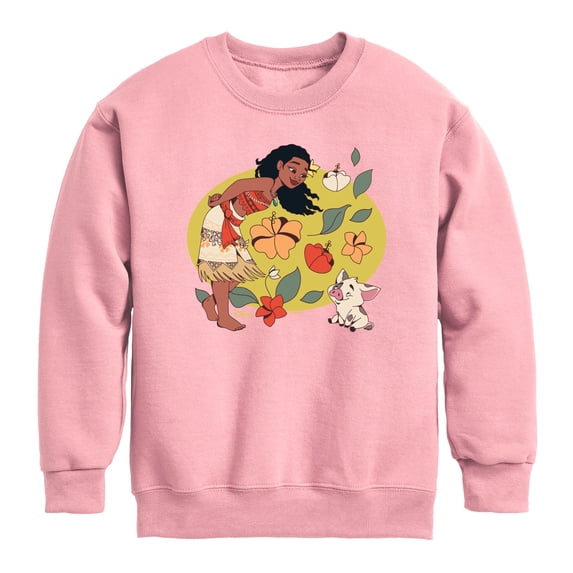 Disney - Moana And Pua - Youth Boys Crew Fleece Sweatshirt