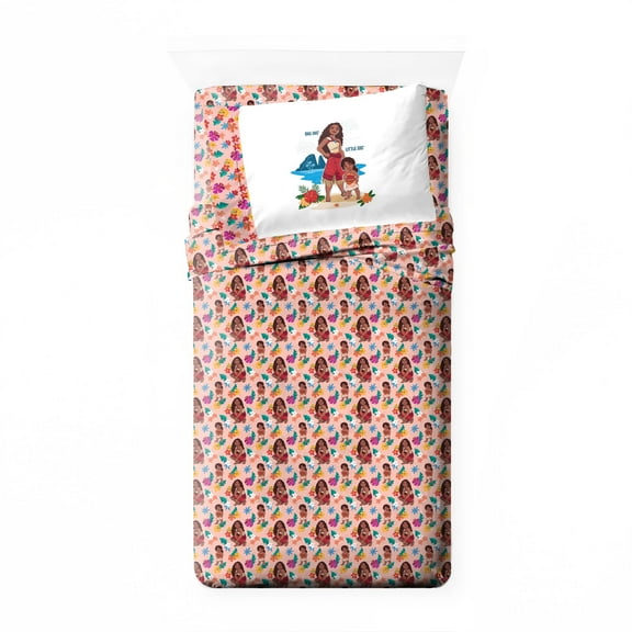 Disney Moana Back Together 3 Piece Twin Size Bed Sheets Set - Princess Bedding