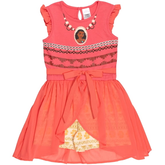 Disney Moana Big Girls' Cosplay Skirt Overlay Romper Moana Coral Orange