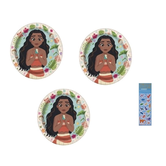Disney Moana Birthday Party Supplies Bundle includes Party Paper Large Lunch Plates 9" - 24 Count