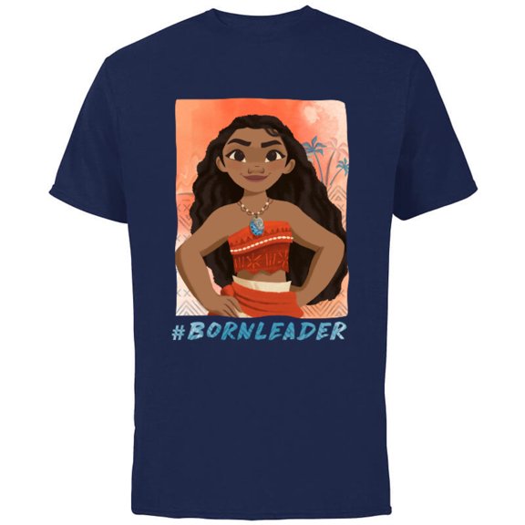 Disney Moana #BornLeader T-Shirt - Short Sleeve Cotton T-Shirt for Adults - Customized-Navy