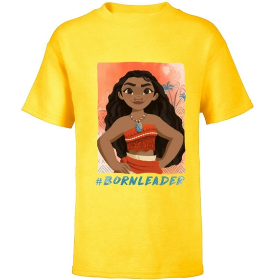 Disney Moana #BornLeader T-Shirt - Short Sleeve T-Shirt for Kids - Customized-Yellow