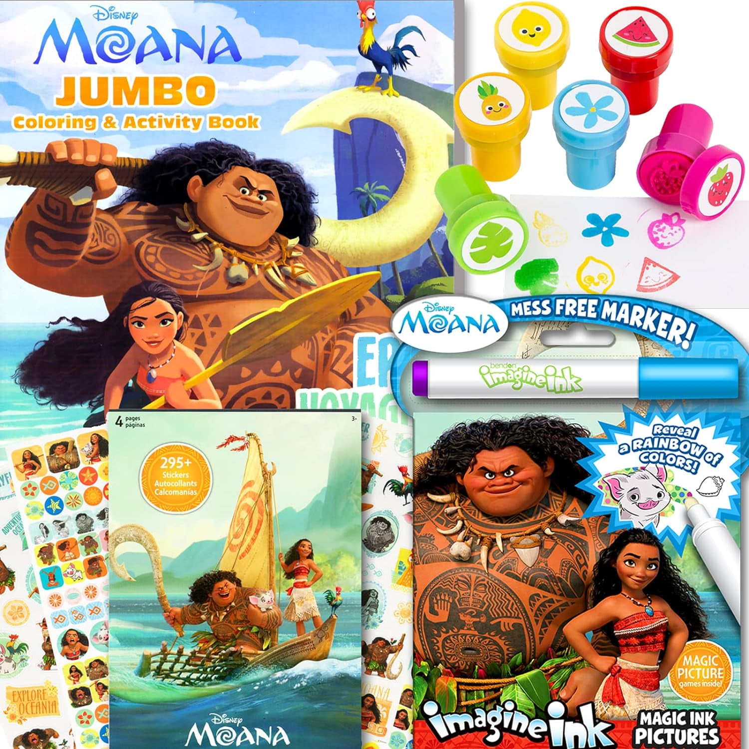 Disney Moana Coloring & Activity Book with Moana Stickers, Mess-Free ...