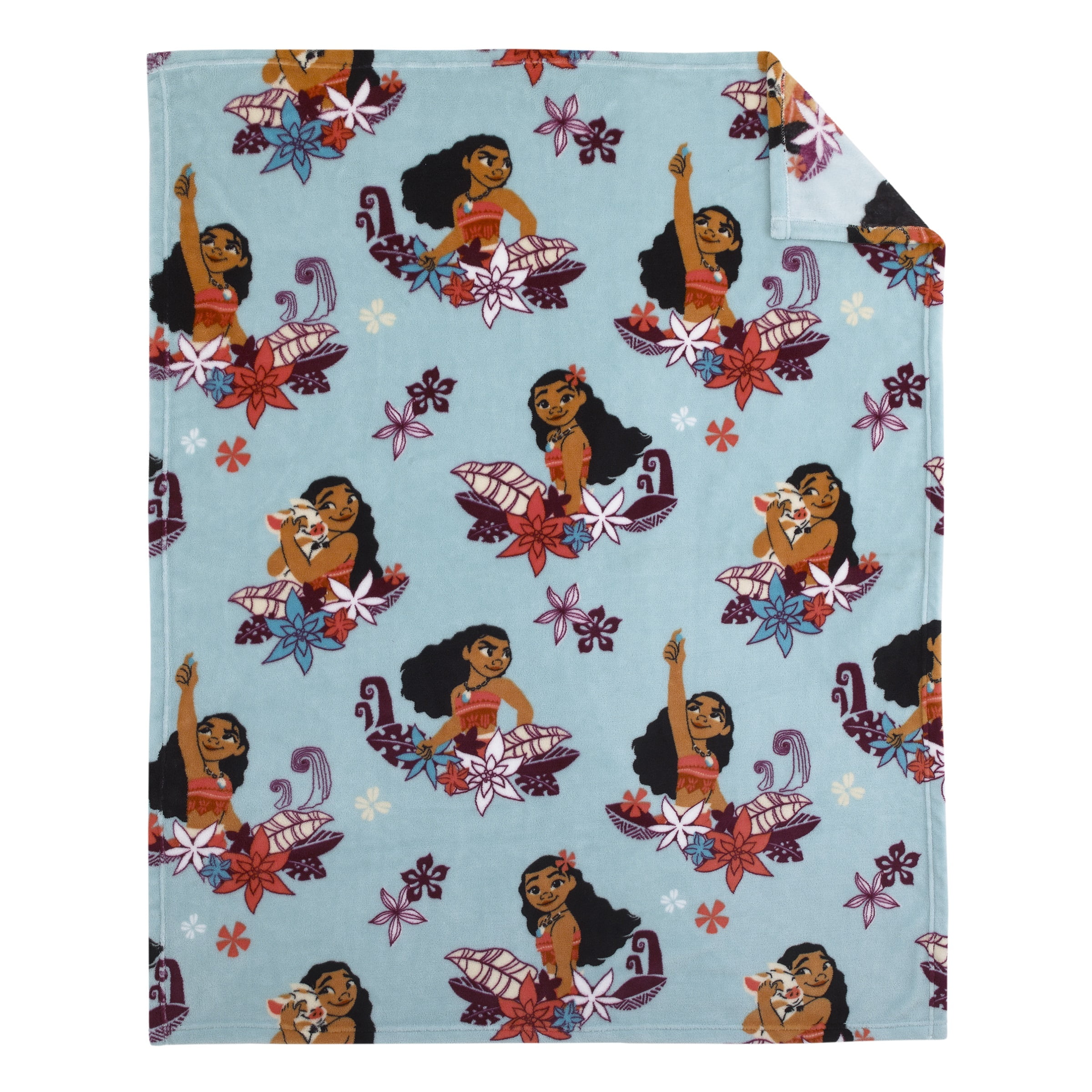 Disney Moana Feel The Waves Aqua Coral and Violet Toddler Blanket