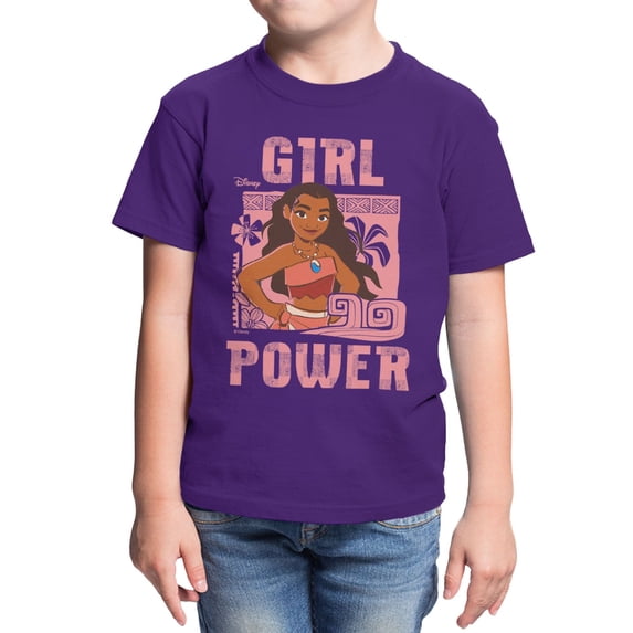Disney Moana Girl Power Youth T Shirt (Purple, XS-XL)