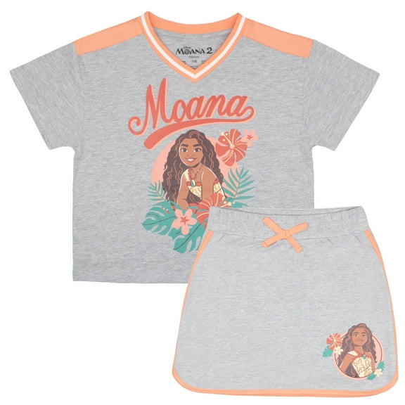 Disney Moana Girls' 2-Piece Set, Casual Short Sleeve Graphic T-Shirt & Skort for Kids, Sizes 3T-16