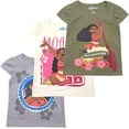 thumbnail image 1 of Disney Moana Girls 3 Pack Short Sleeve T-Shirts for Toddlers to Big Kids Sizes 2T-7, 1 of 4