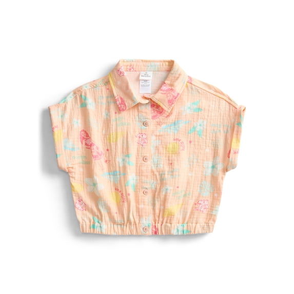 Disney Moana Girls Printed Button Up Shirt, Sizes 4-16