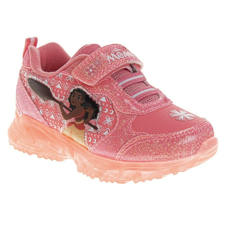 Disney Moana Girls' Hook and Loop Light Up Fashion Sneakers