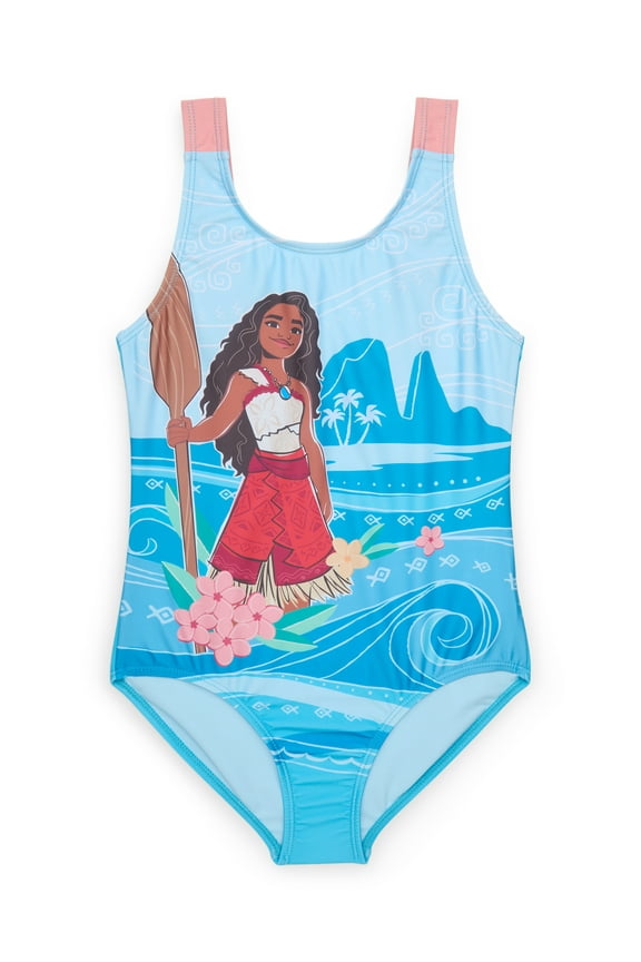 Disney Moana Girls One-Piece Swimsuit with UPF 50+, Sizes 4-12