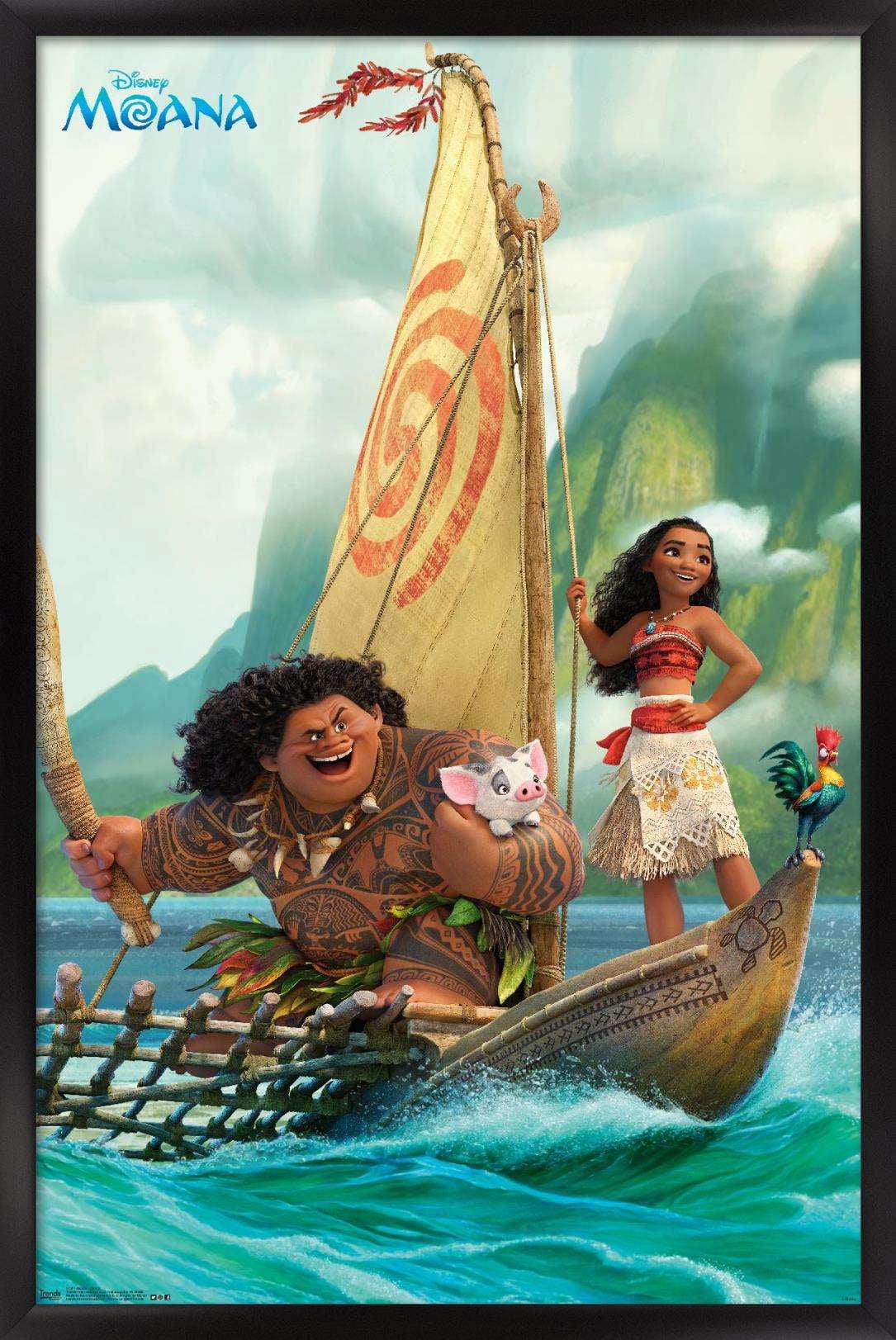 Disney Moana - Group Wall Poster, 14.725" x 22.375", Framed