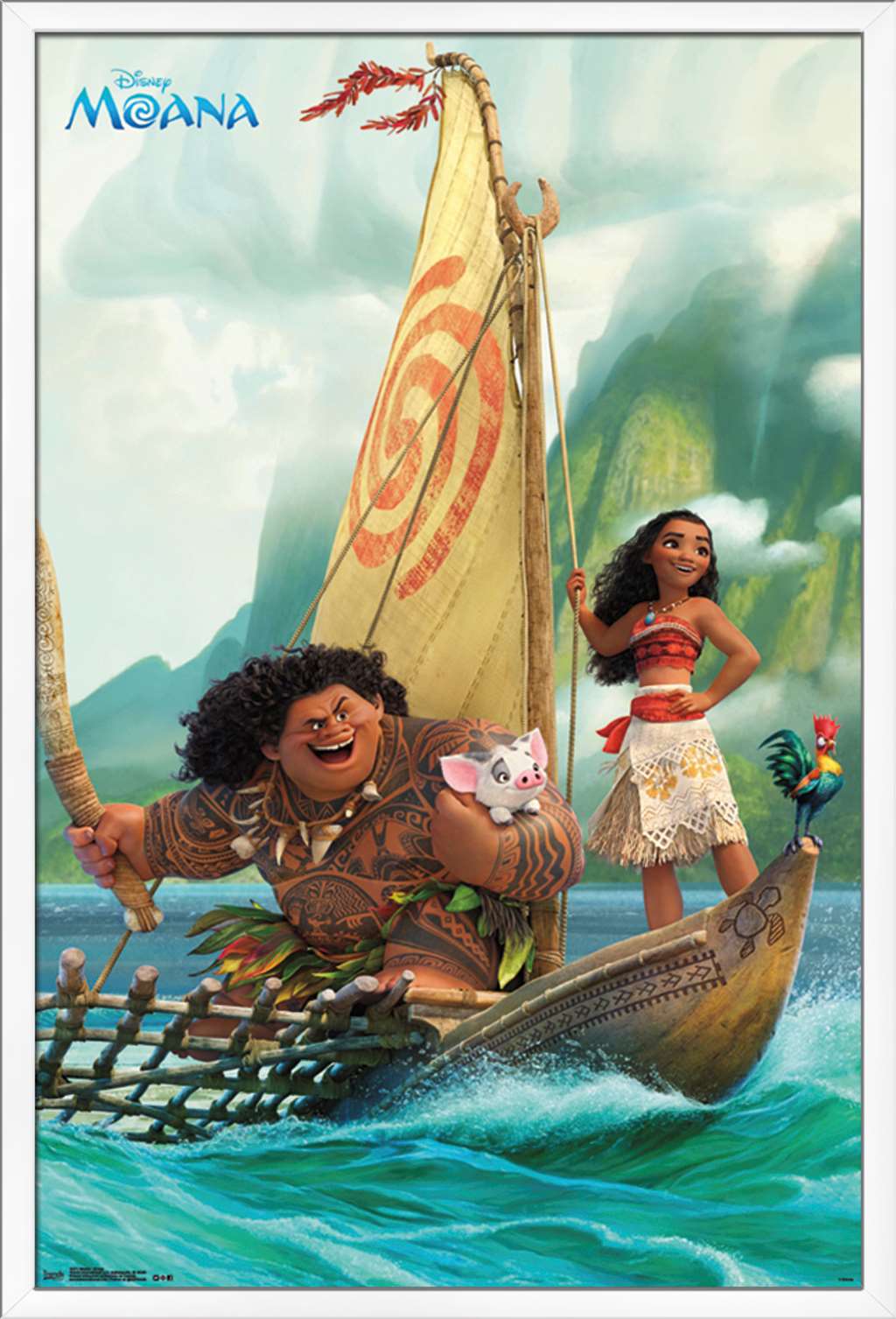 Disney Moana - Group Wall Poster, 22.375" x 34", Framed