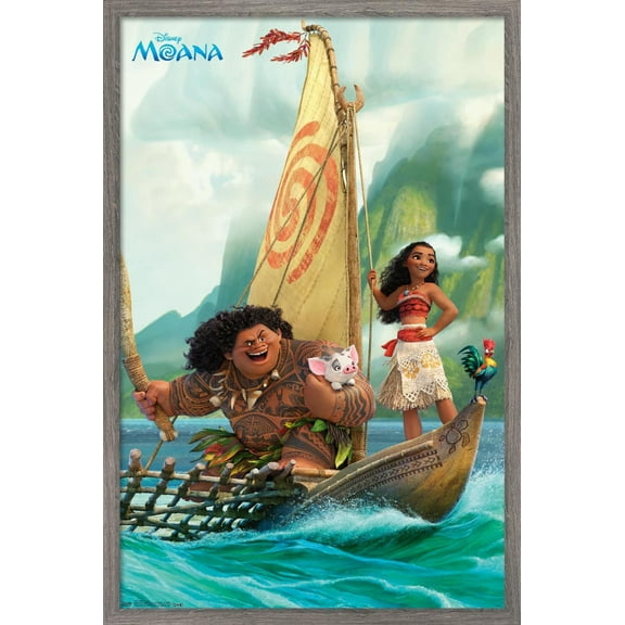 Disney Moana - Group Wall Poster, 22.375" x 34", Framed