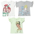 thumbnail image 1 of Disney Moana Jasmine Princess Belle Toddler Girls 3 Pack Graphic T-Shirts purple / white / Yellow 4T, 1 of 5