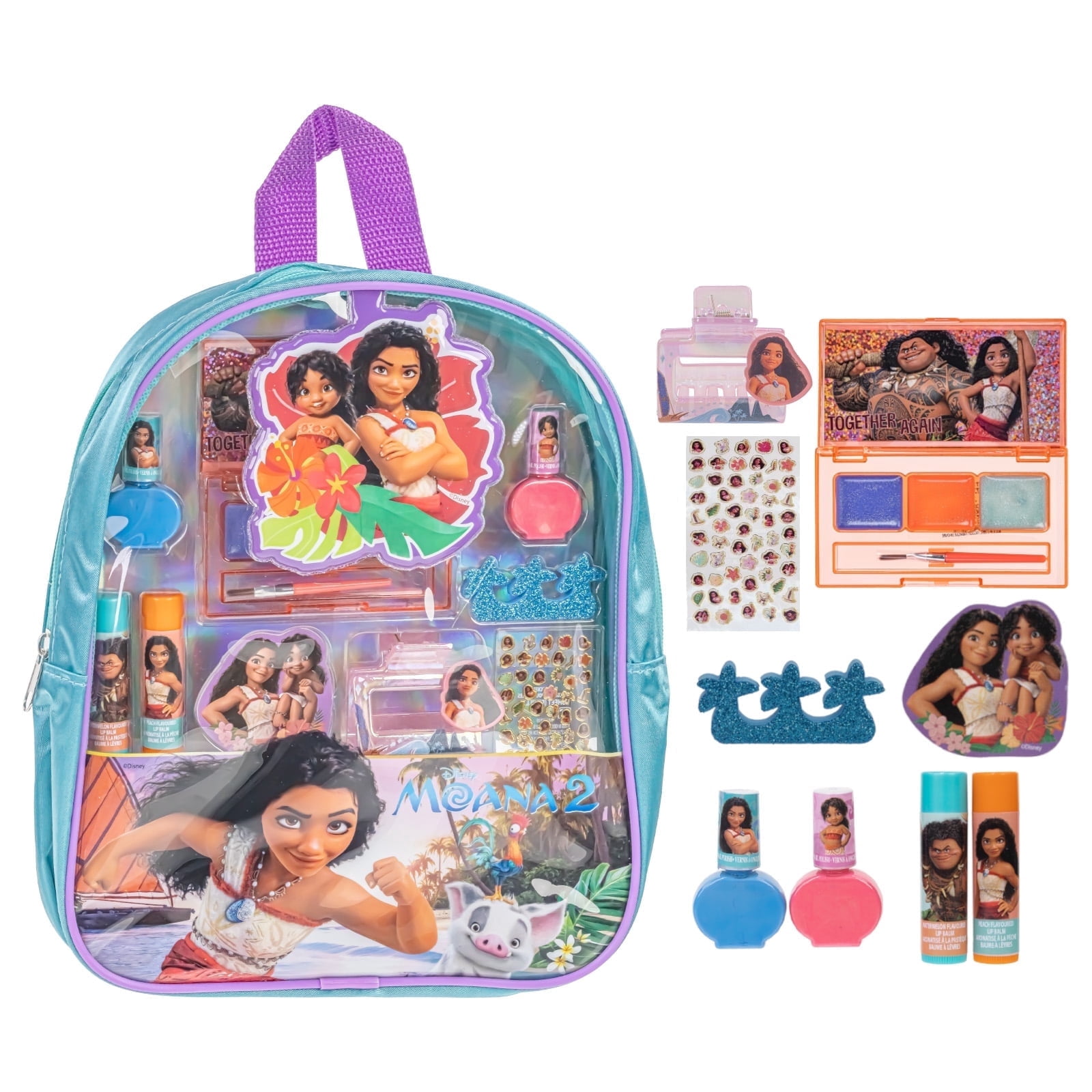 Moana Kids Makeup Backpack with Nail Polish Lip Balm Nail Stickers