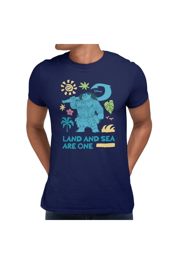 Moana Land And Sea Are One Maui Men's T Shirt (Navy, S-XXXL)