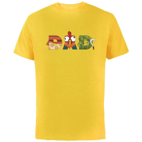 Disney Moana Letters Maui Father’s Day Birthday Best Dad - Short Sleeve Cotton T-Shirt for Adults - Customized-Yellow