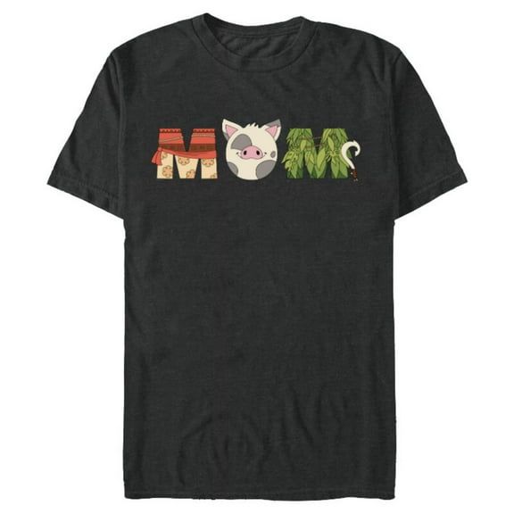 Disney Moana Letters Pua Maui Mother’s Day Birthday Best Mom - Short Sleeve Blended T-Shirt for Adults - Customized-Dark Heather