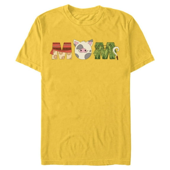 Disney Moana Letters Pua Maui Mother’s Day Birthday Best Mom - Short Sleeve Blended T-Shirt for Adults - Customized-Yellow