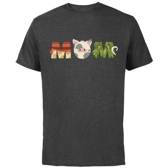 Disney Moana Letters Pua Maui Mother’s Day Birthday Best Mom - Short Sleeve Cotton T-Shirt for Adults - Customized-Charcoal