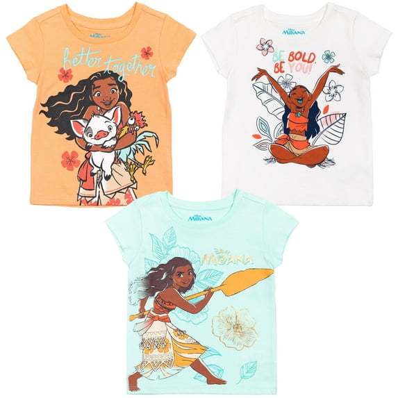 Disney Moana Little Girls 3 Pack T-Shirts Infant to Big Kid