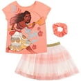 thumbnail image 1 of Disney Moana Little Girls T-Shirt Tulle Skirt and Scrunchie 3 Piece Outfit Set Toddler to Big Kid, 1 of 5