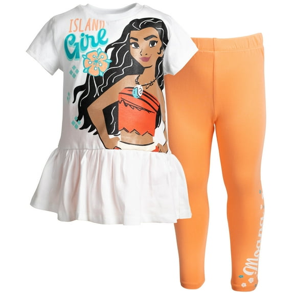 Disney Moana Little Girls T-Shirt and Leggings Outfit Set Toddler to Big Kid