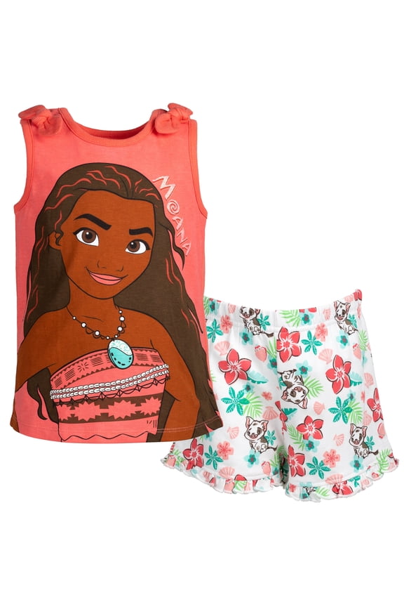 Moana Little Girls Tank Top and French Terry Shorts Infant to Big Kid