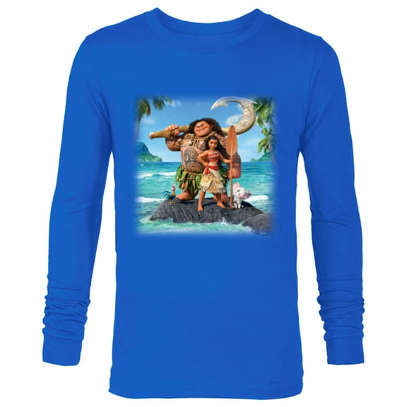 Disney Moana Maui Heihei and Pua Tropical Ocean Heroes - Long Sleeve T-Shirt for Men - Customized-Navy